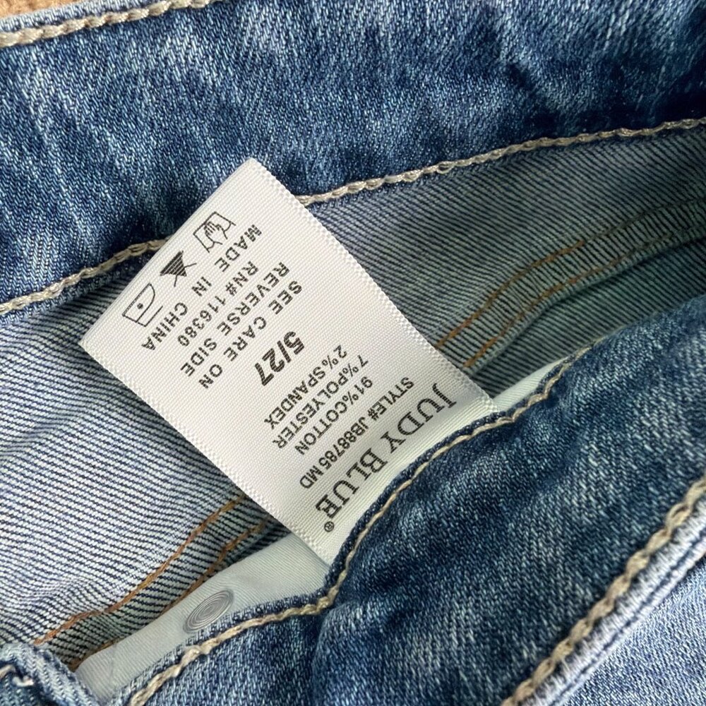 Judy Blue Jeans Womens 5/27 Blue Austin Tummy Control High Rise Ripped Knee - Picture 4 of 11